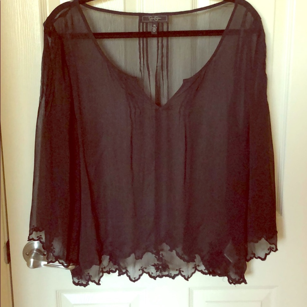 Jessica Simpson black sheer top!